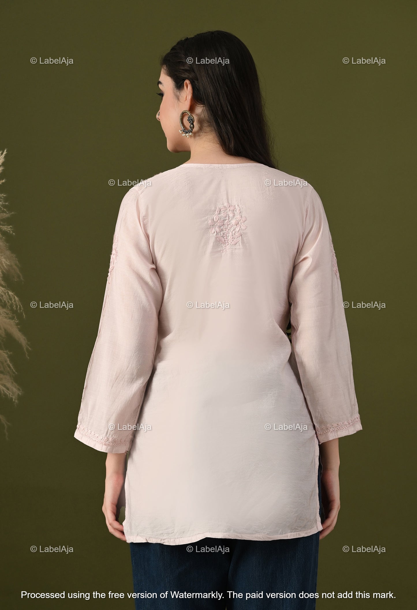 Amaya chanderi silk chikankari short top
