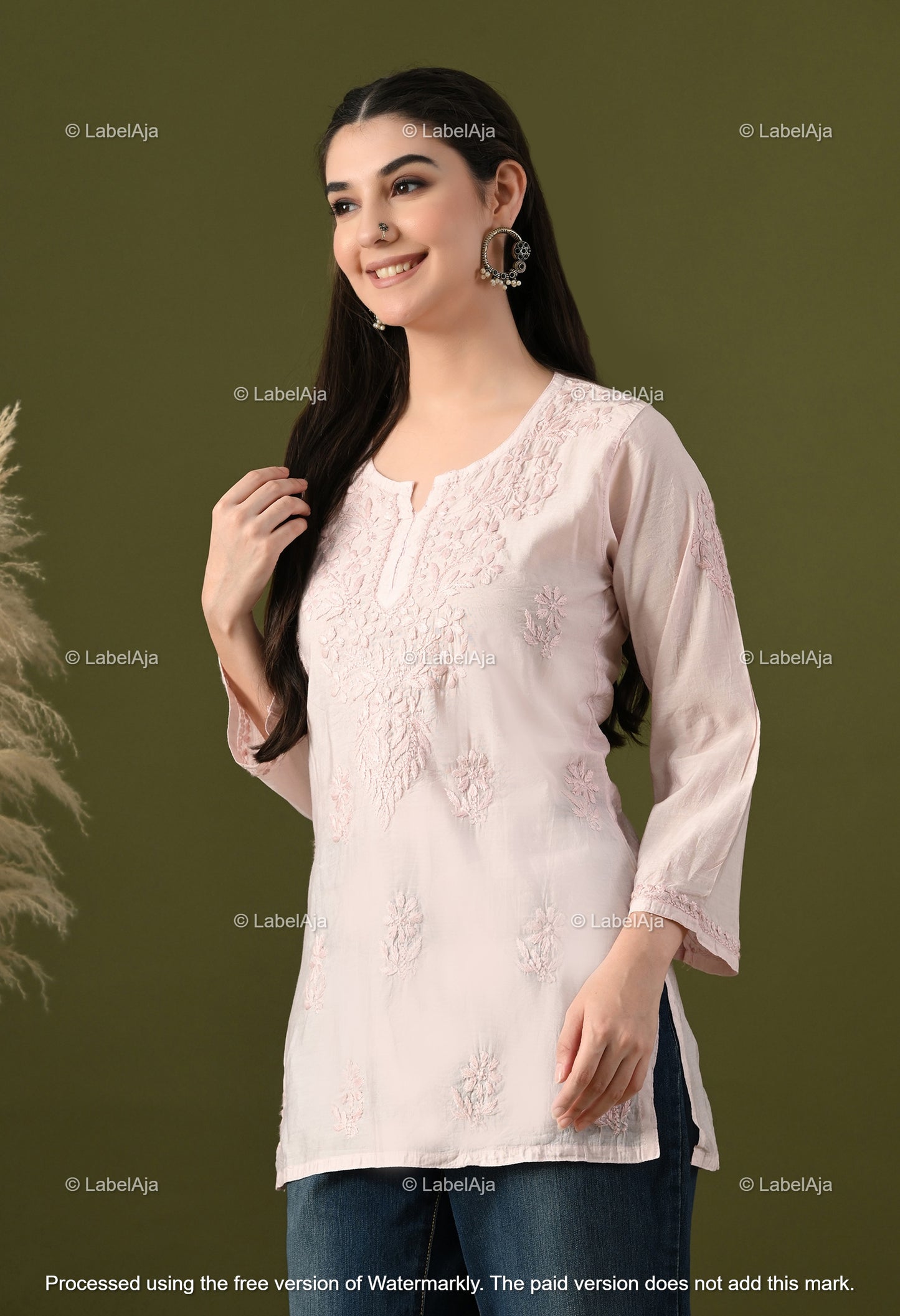 Amaya chanderi silk chikankari short top