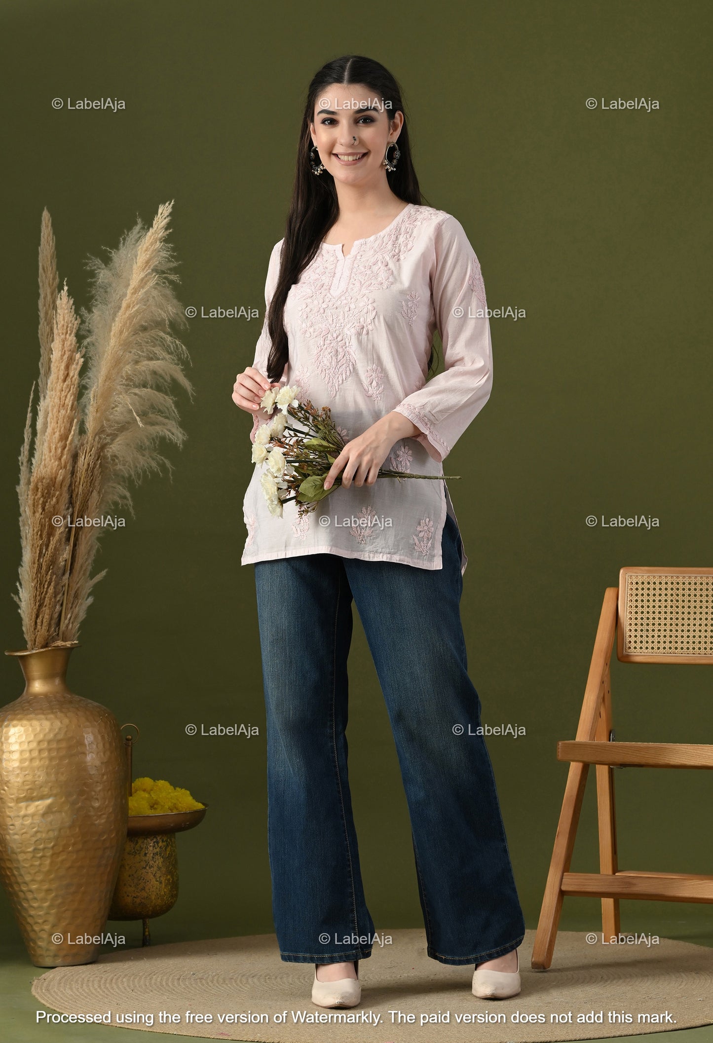 Amaya chanderi silk chikankari short top