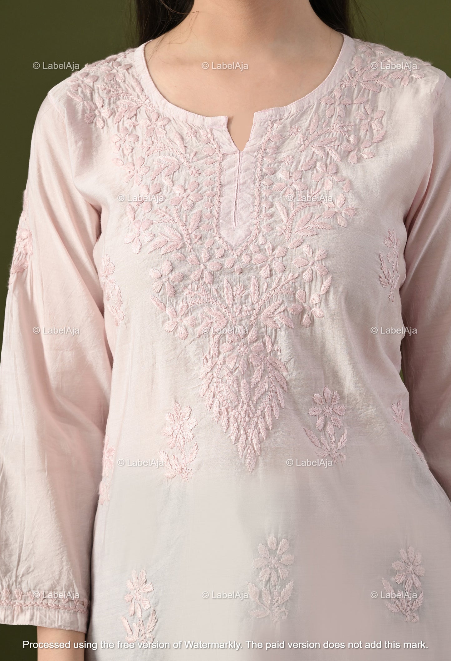 Amaya chanderi silk chikankari short top