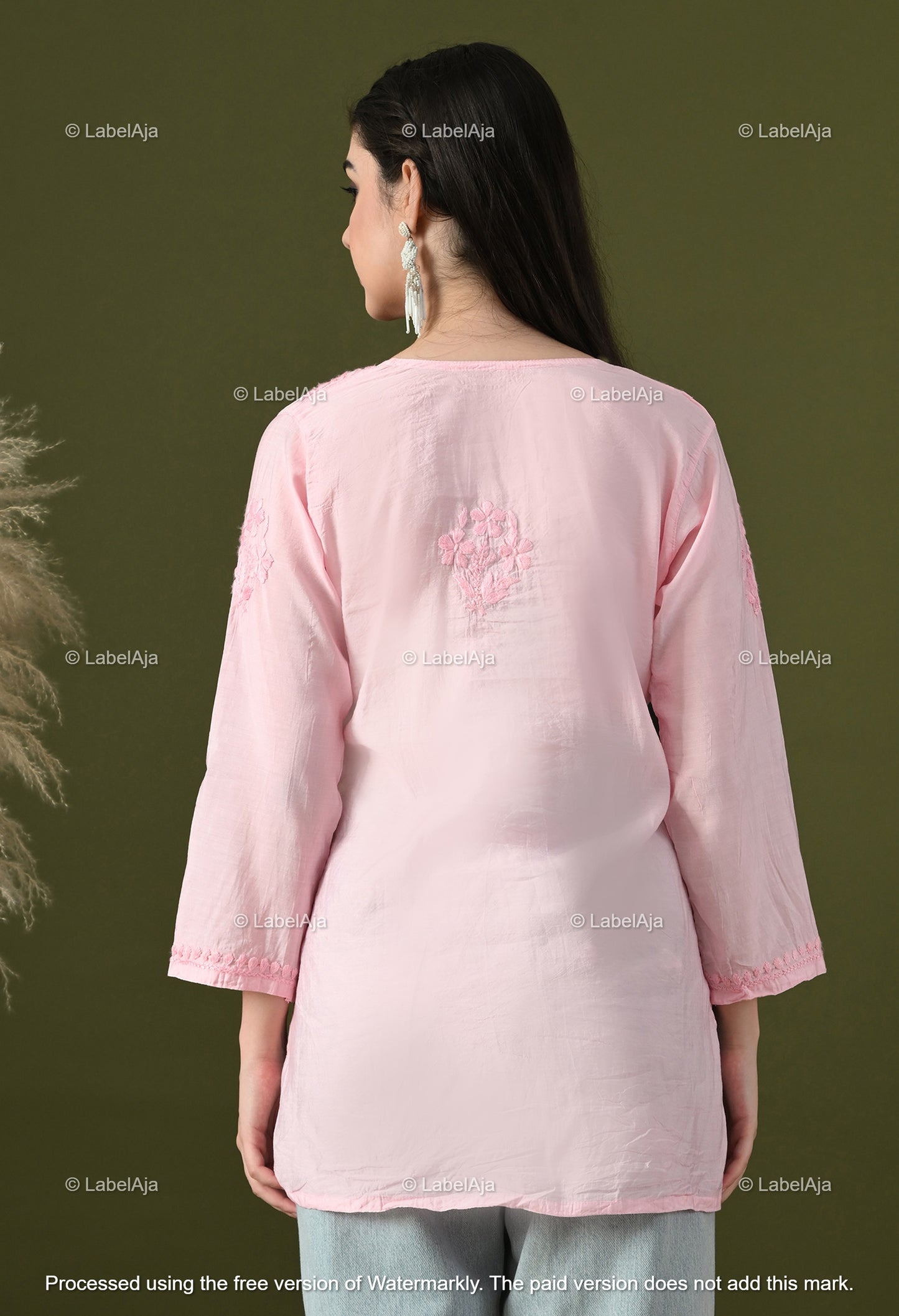 Amaya chanderi silk chikankari short top