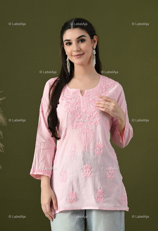 Amaya chanderi silk chikankari short top