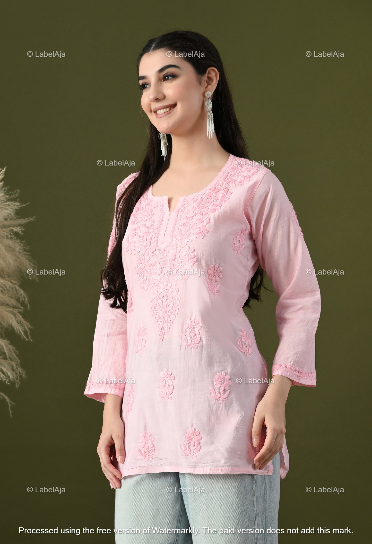 Amaya chanderi silk chikankari short top