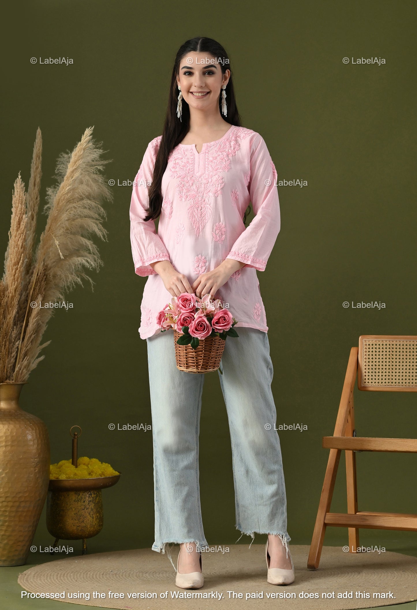 Amaya chanderi silk chikankari short top