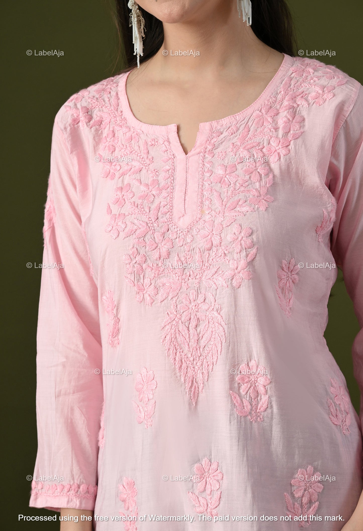 Amaya chanderi silk chikankari short top