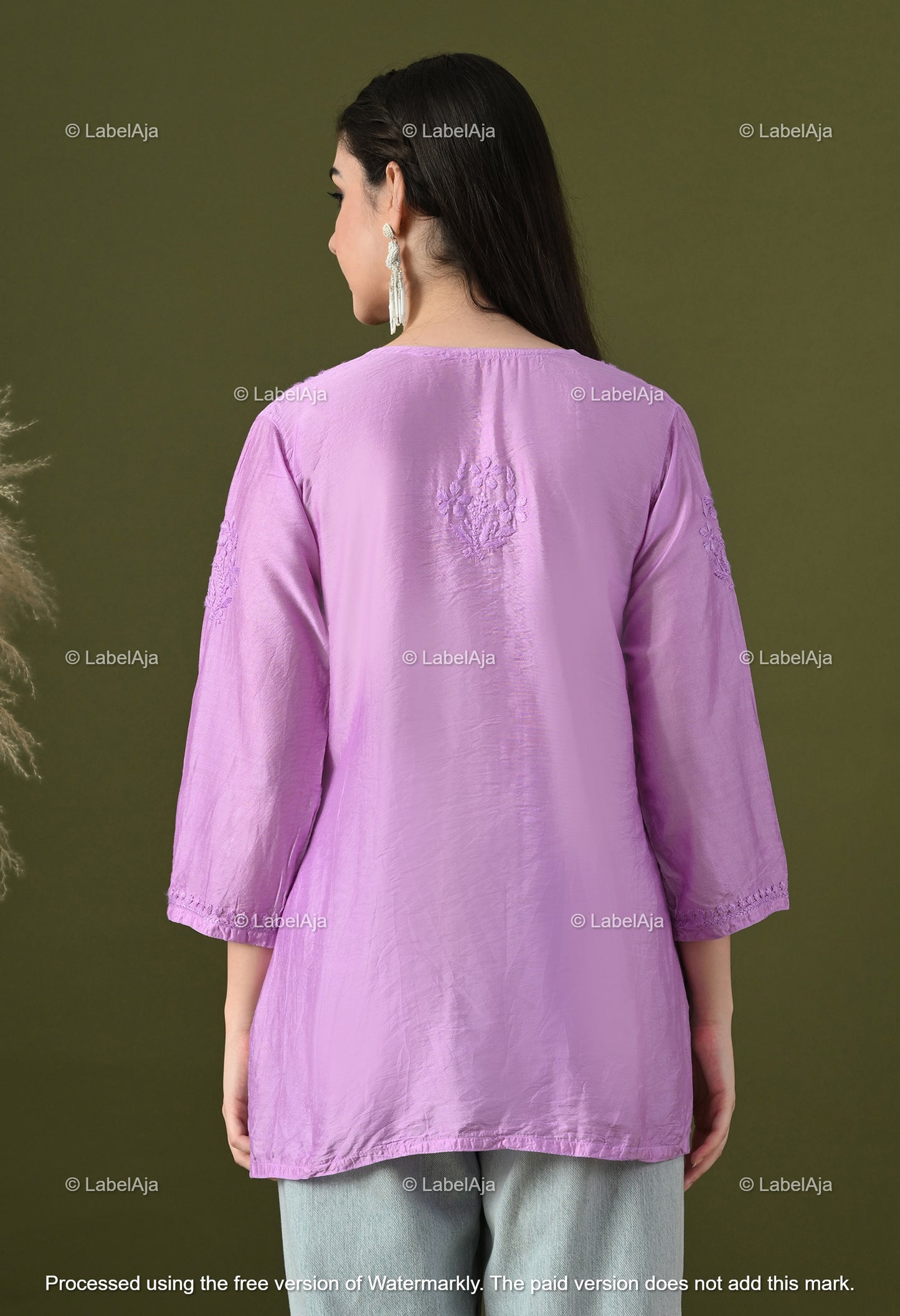 Amaya chanderi silk chikankari short top