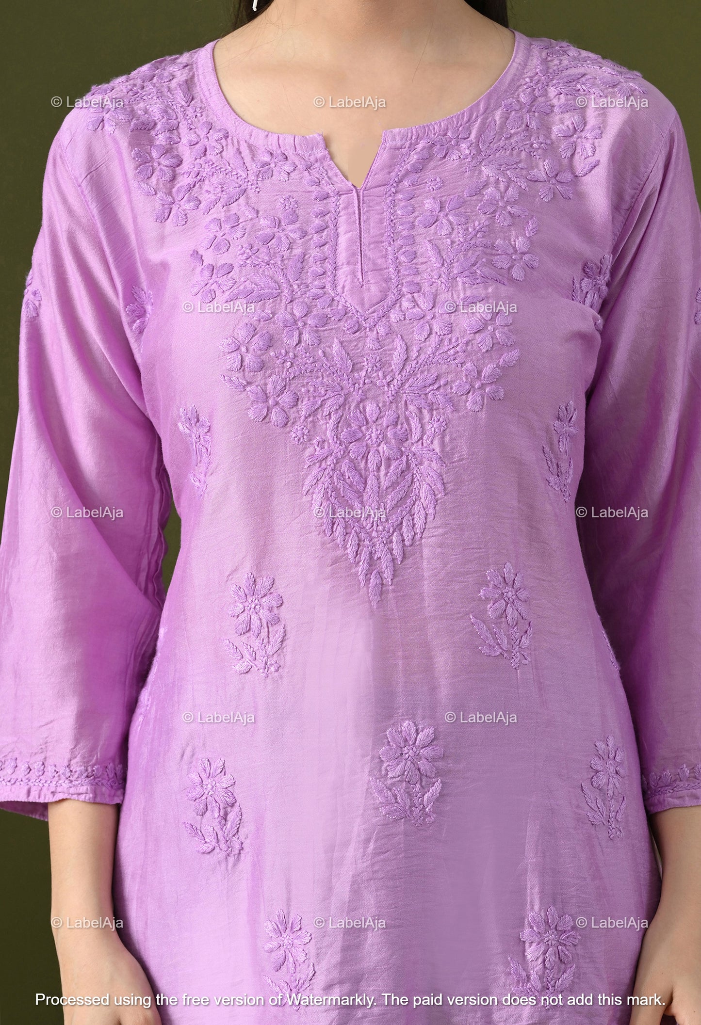 Amaya chanderi silk chikankari short top