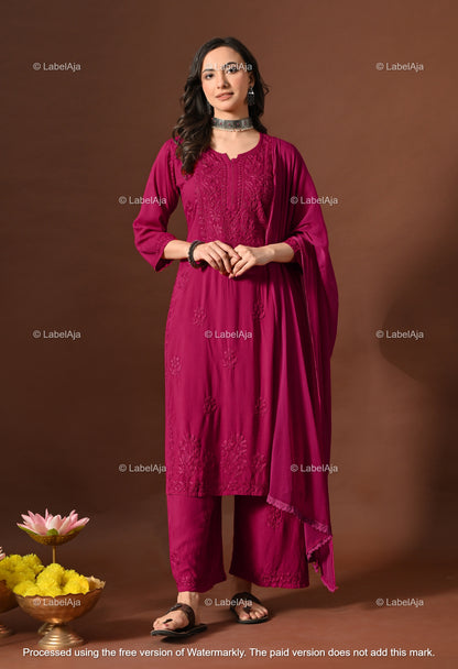 Maya Rayon cotton Kurti, Palazzo and dupatta set