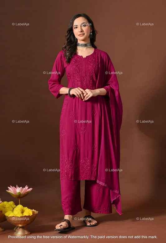Maya Rayon cotton Kurti, Palazzo and dupatta set