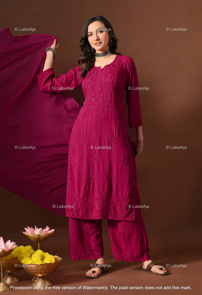 Maya Rayon cotton Kurti, Palazzo and dupatta set