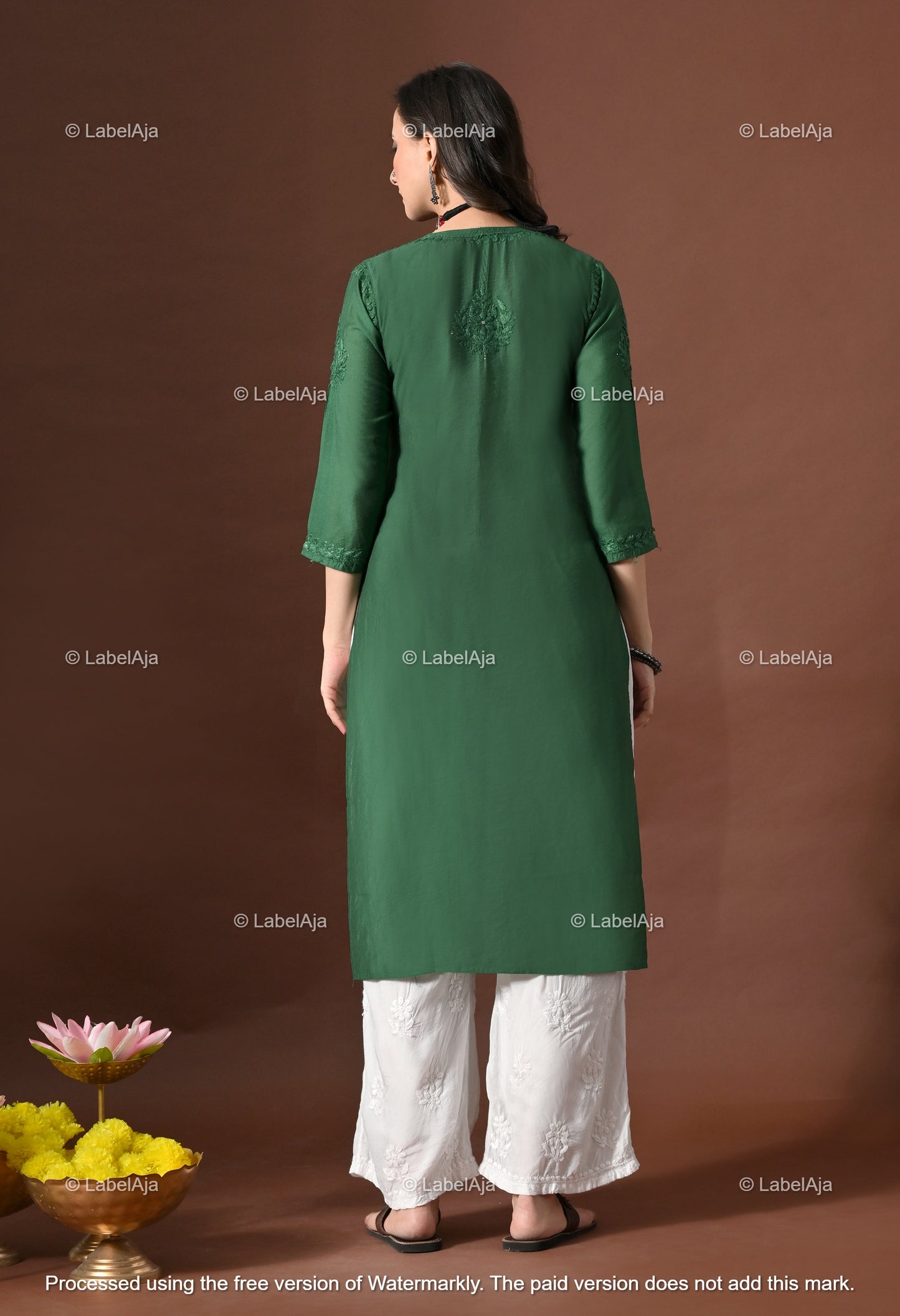 Nakshtra Chanderi silk Mukaish work Chikankari kurti