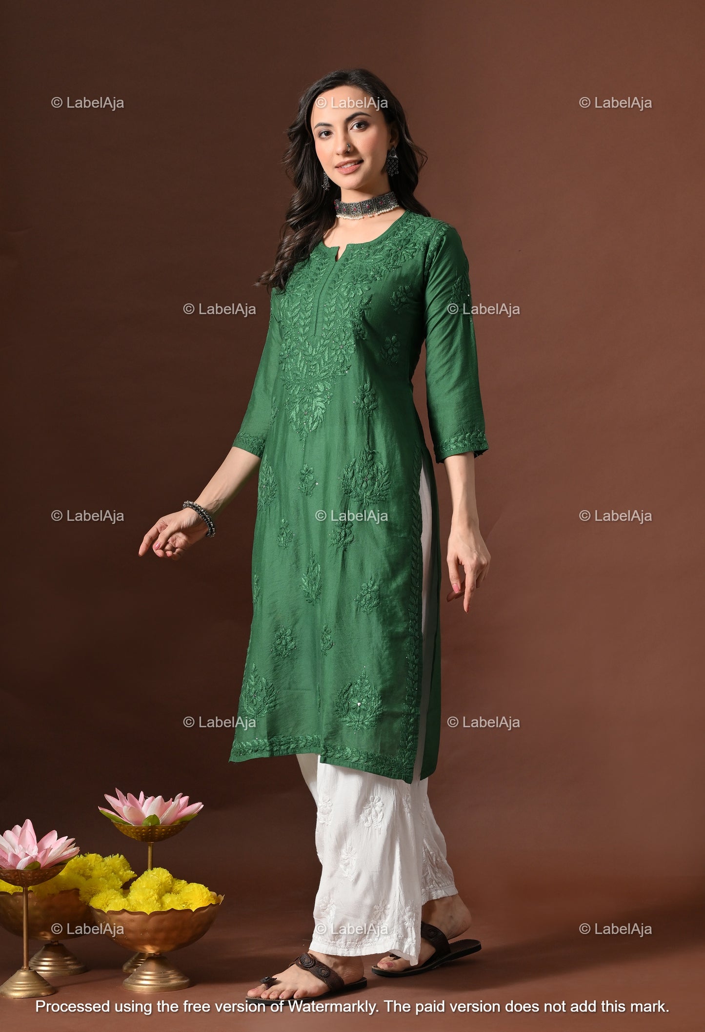 Nakshtra Chanderi silk Mukaish work Chikankari kurti