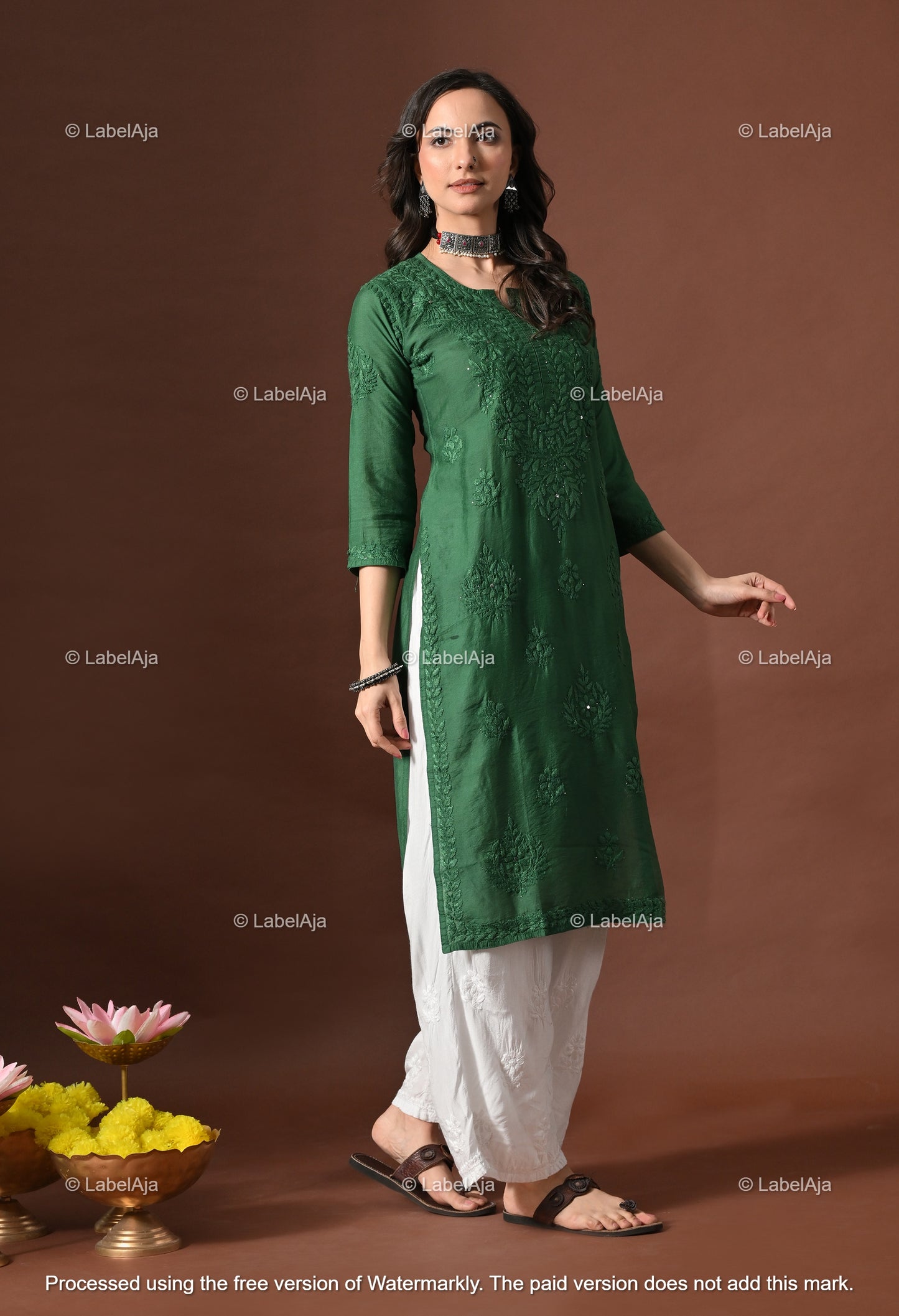 Nakshtra Chanderi silk Mukaish work Chikankari kurti