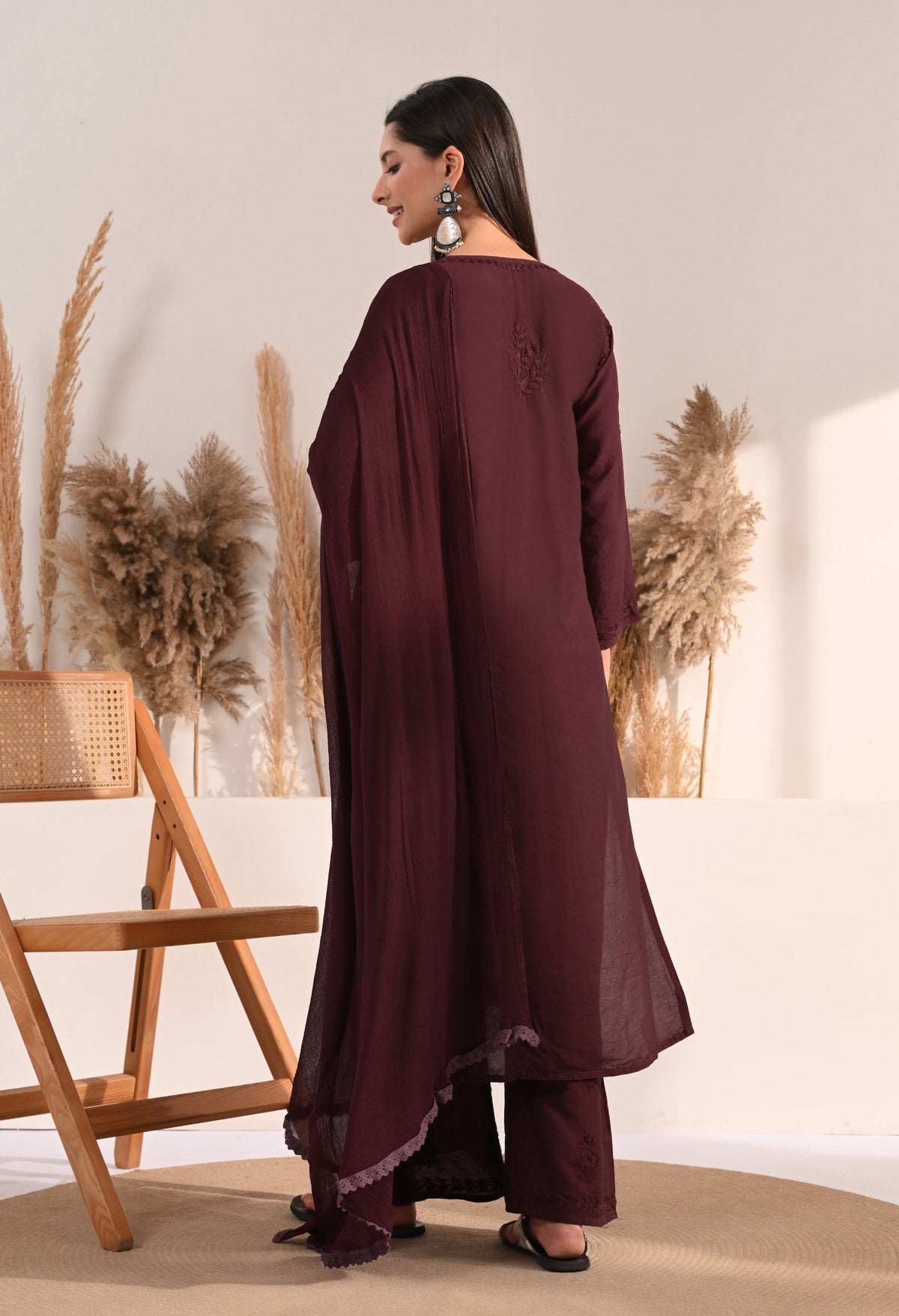 Zaina Chanderi Silk Kurti, Palazzo and dupatta set