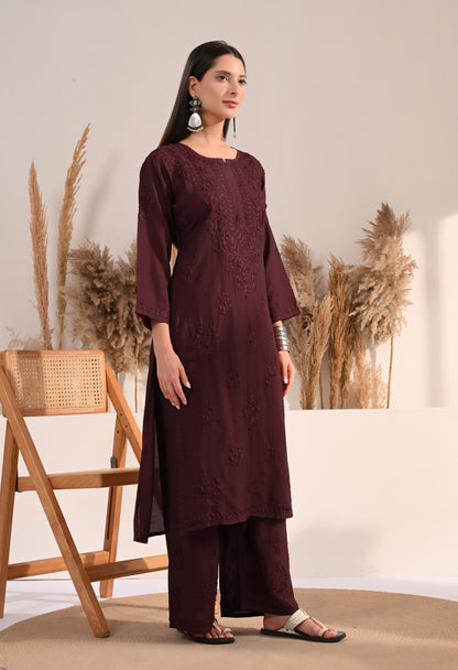 Zaina Chanderi Silk Kurti, Palazzo and dupatta set