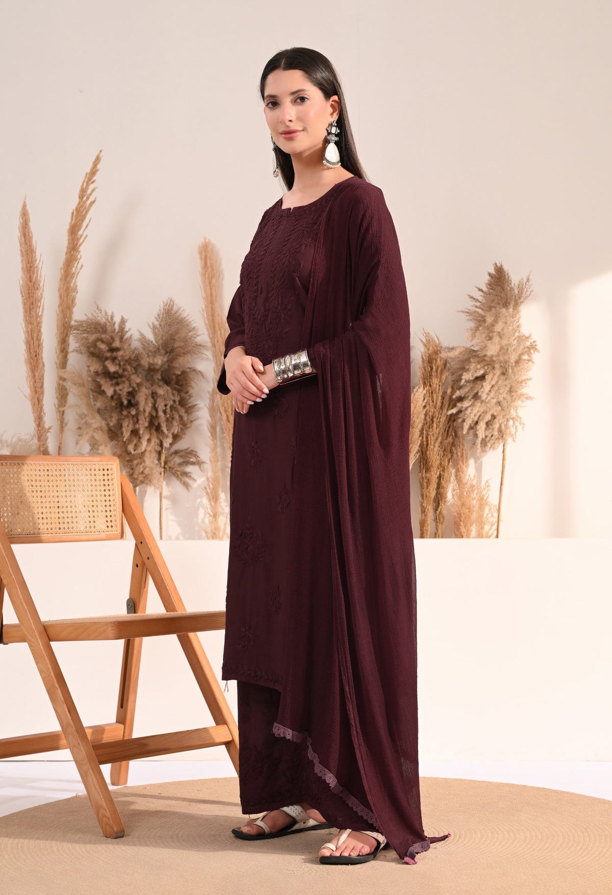 Zaina Chanderi Silk Kurti, Palazzo and dupatta set