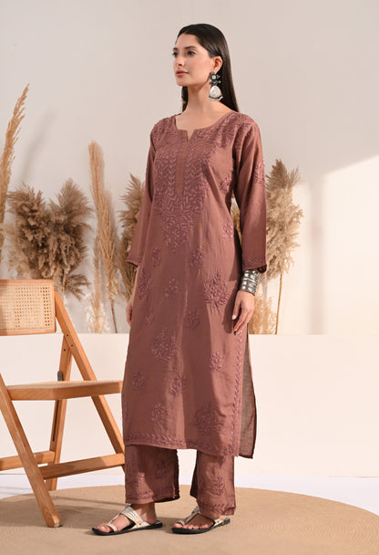 Zaina Chanderi Silk Kurti, Palazzo and dupatta set