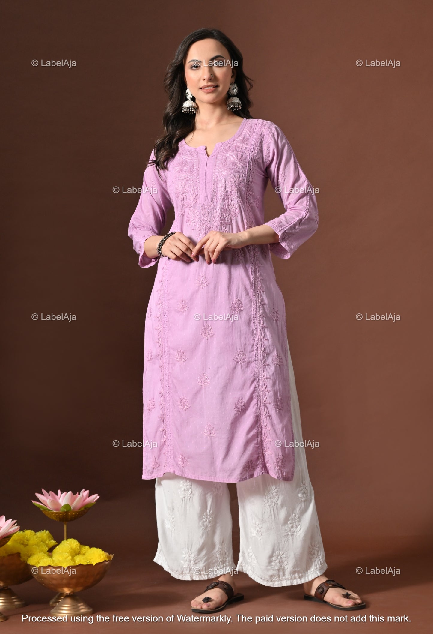 Anvi soft cotton long chikankari kurti