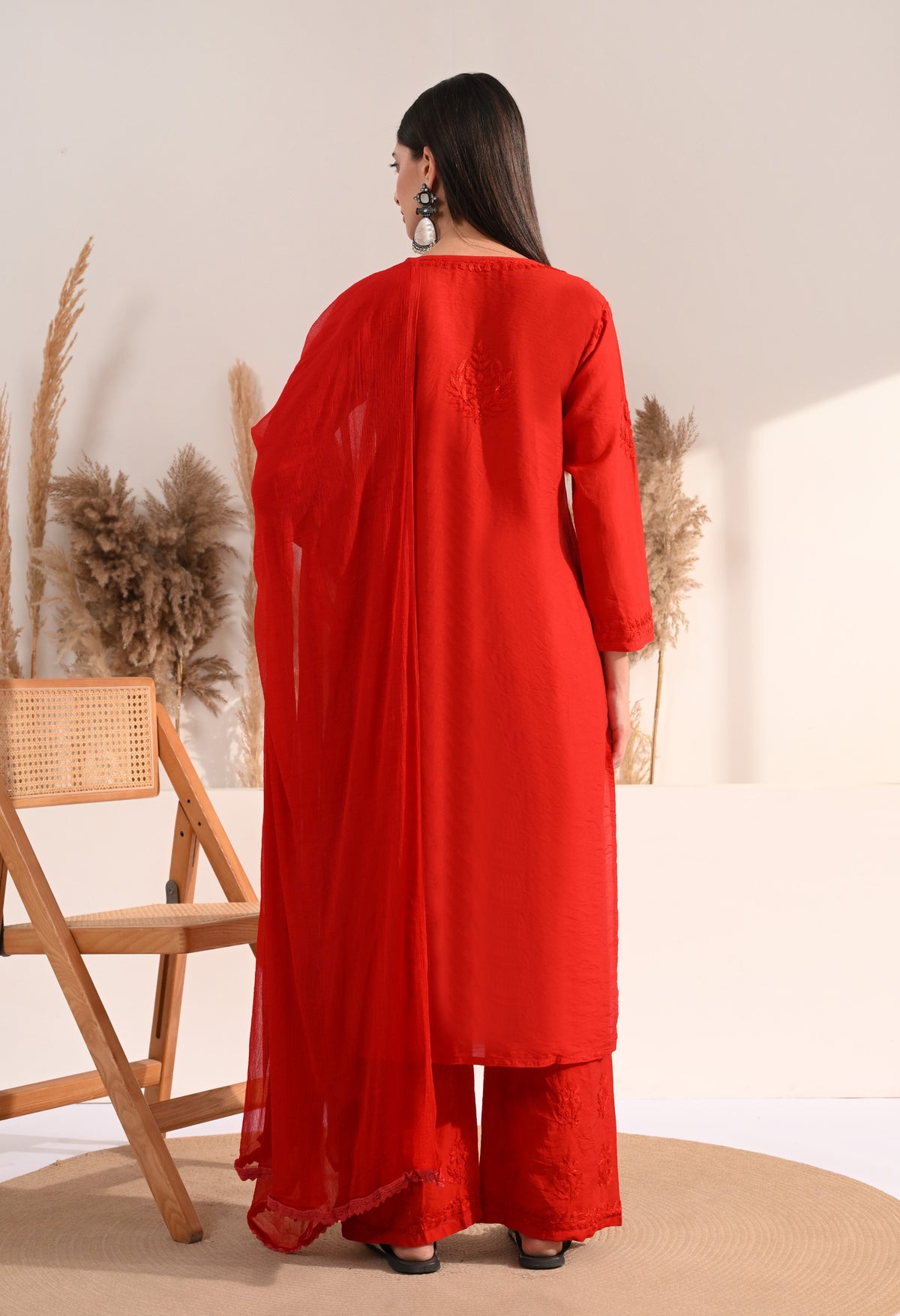 Zaina Chanderi Silk Kurti, Palazzo and dupatta set