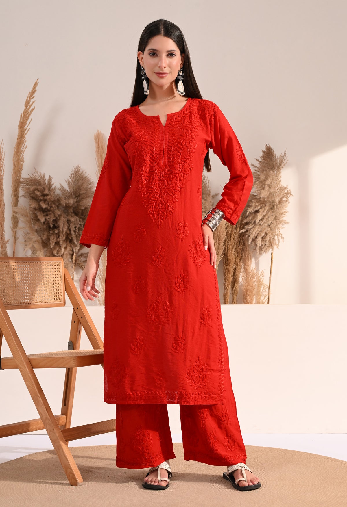 Zaina Chanderi Silk Kurti, Palazzo and dupatta set