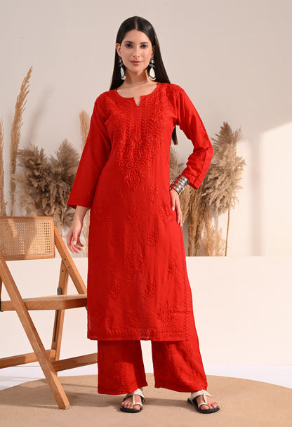Zaina Chanderi Silk Kurti, Palazzo and dupatta set
