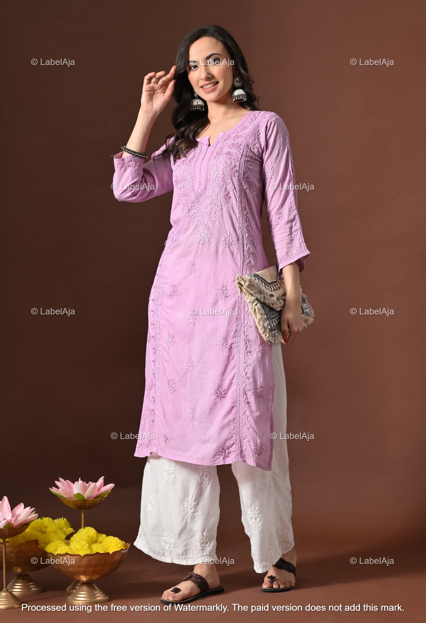 Anvi soft cotton long chikankari kurti