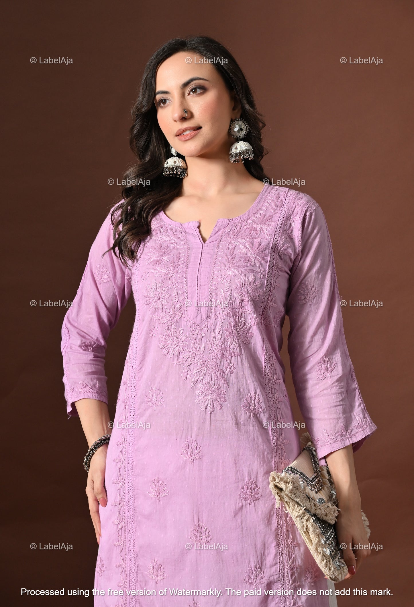Anvi soft cotton long chikankari kurti