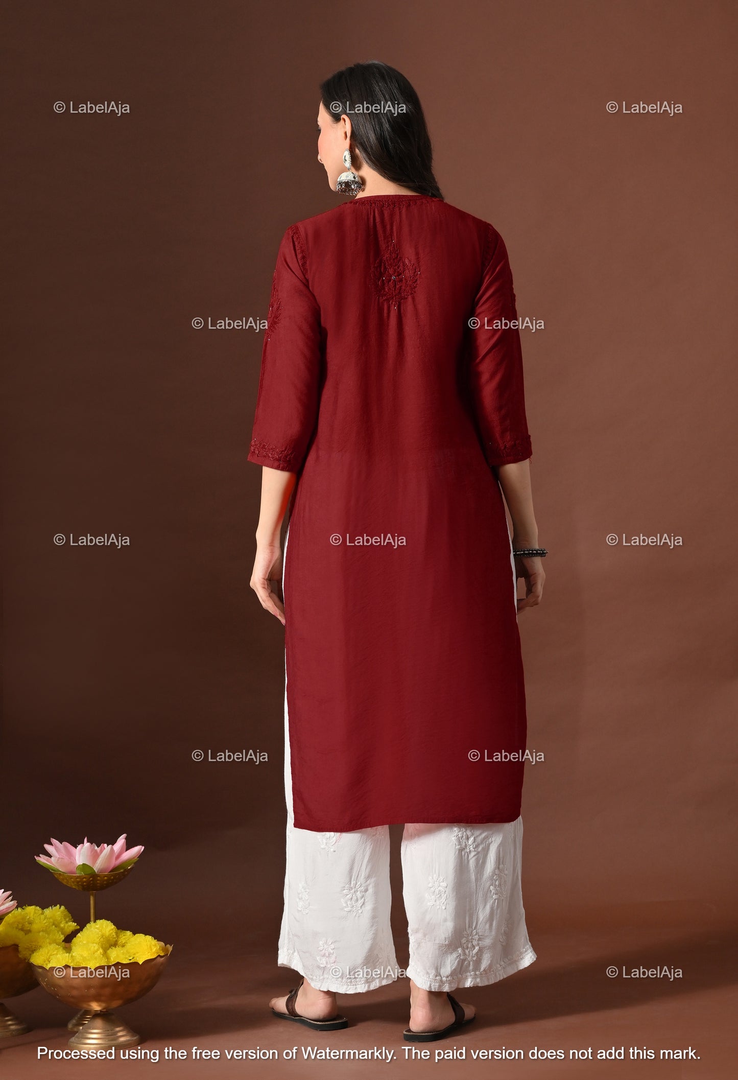 Nakshtra Chanderi silk Mukaish work Chikankari kurti