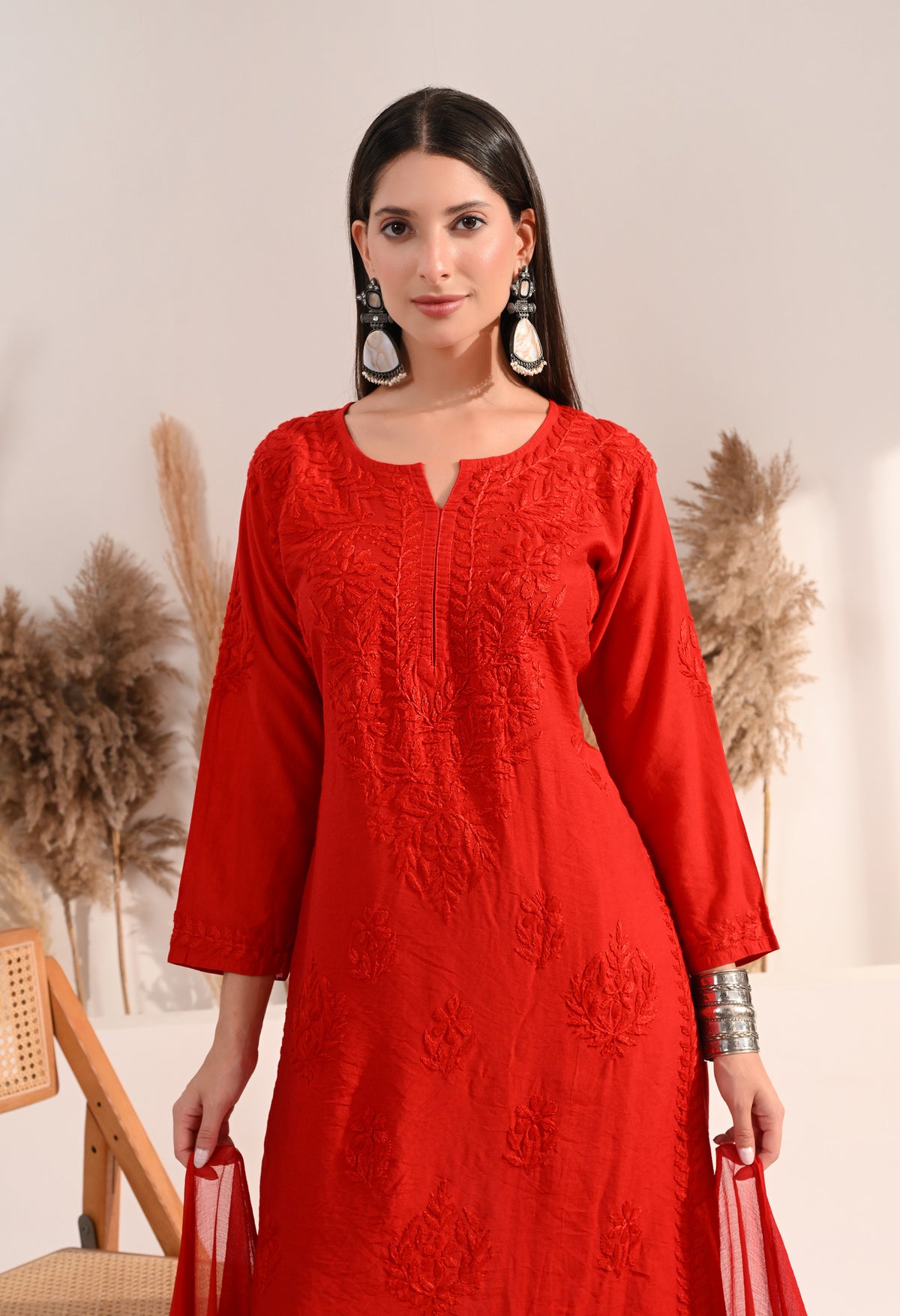 Zaina Chanderi Silk Kurti, Palazzo and dupatta set