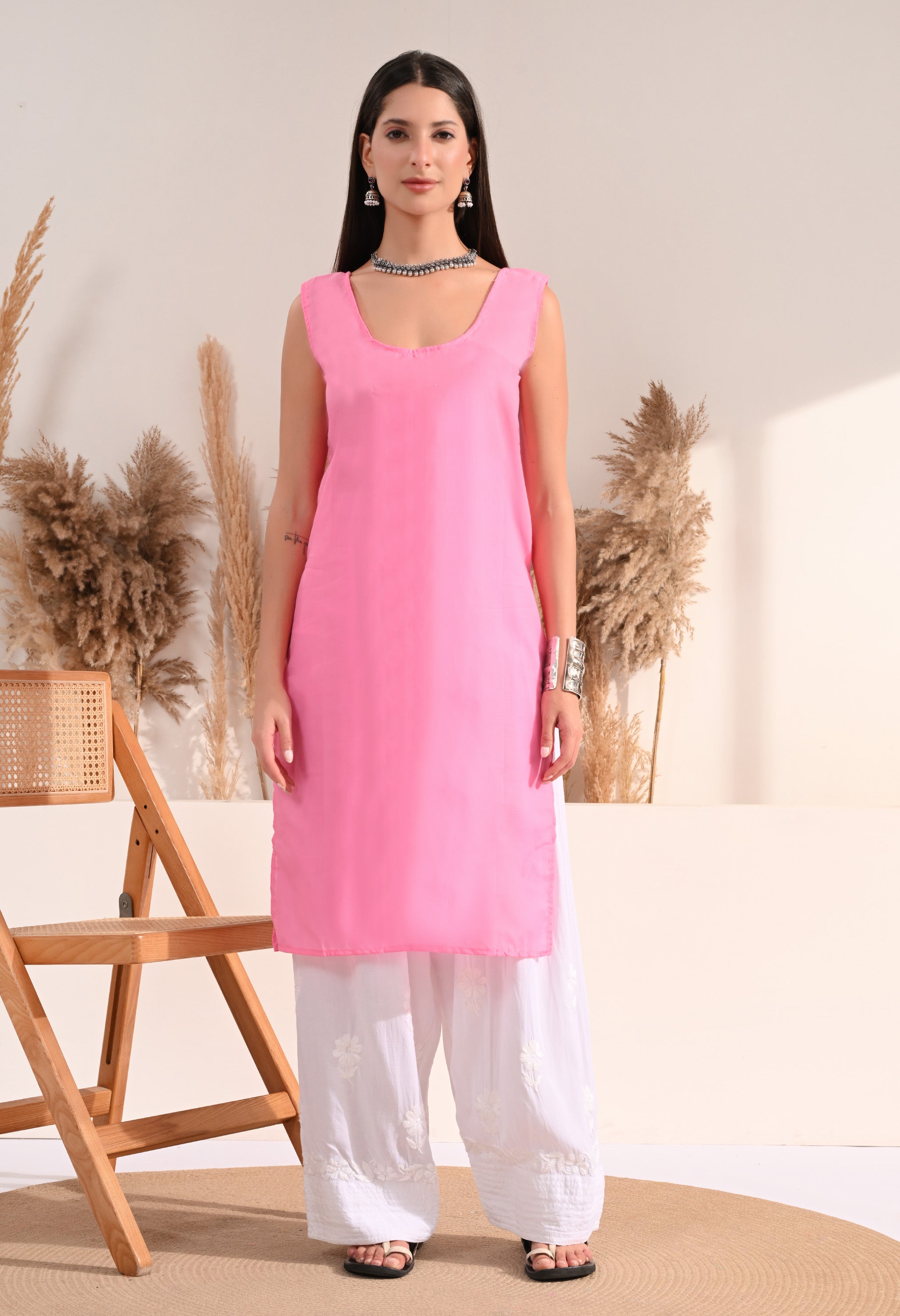 Pink Cotton Long Slip