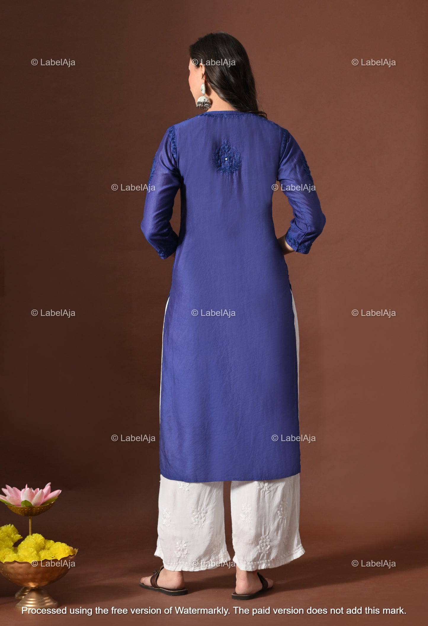 Nakshtra Chanderi silk Mukaish work Chikankari kurti