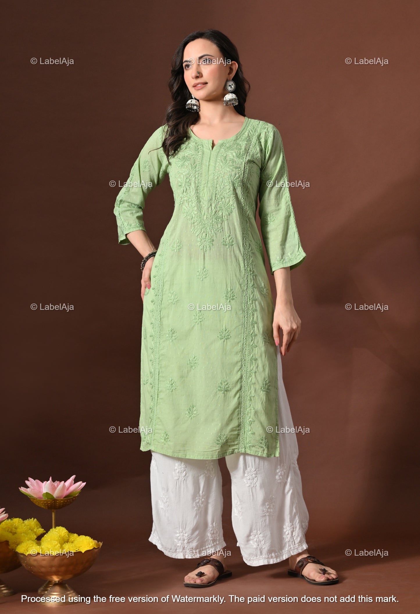 Anvi soft cotton long chikankari kurti