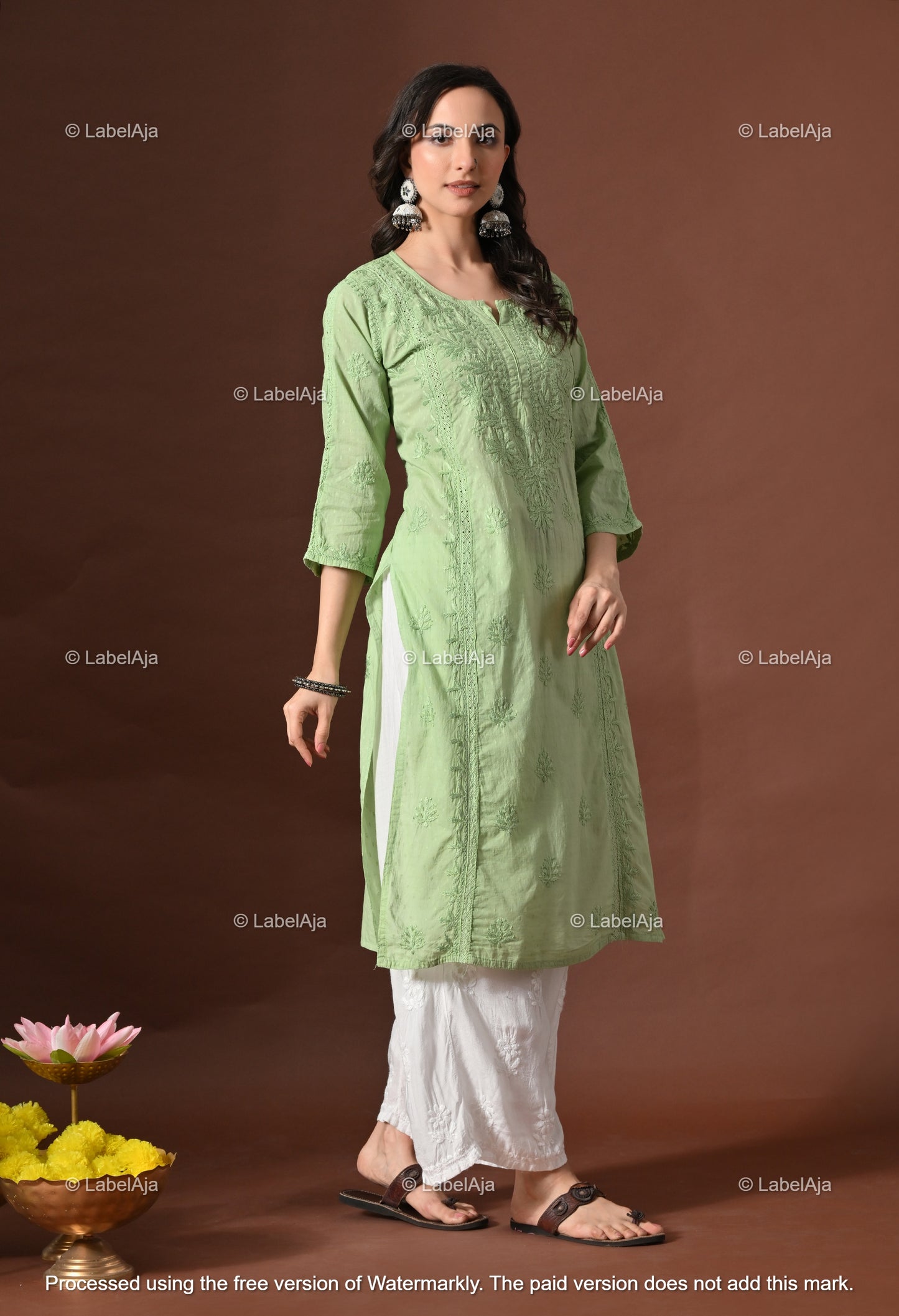 Anvi soft cotton long chikankari kurti