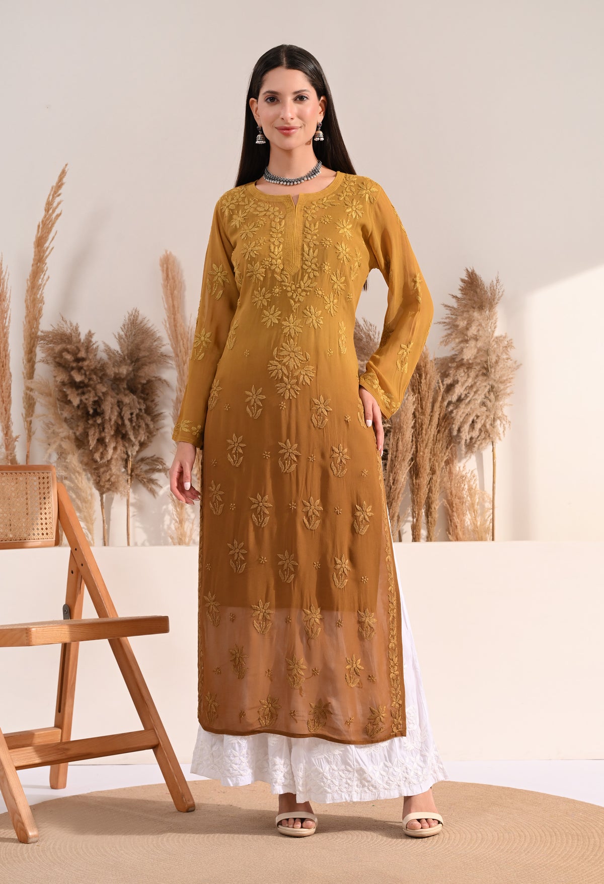 Sana viscose chikankari kurti