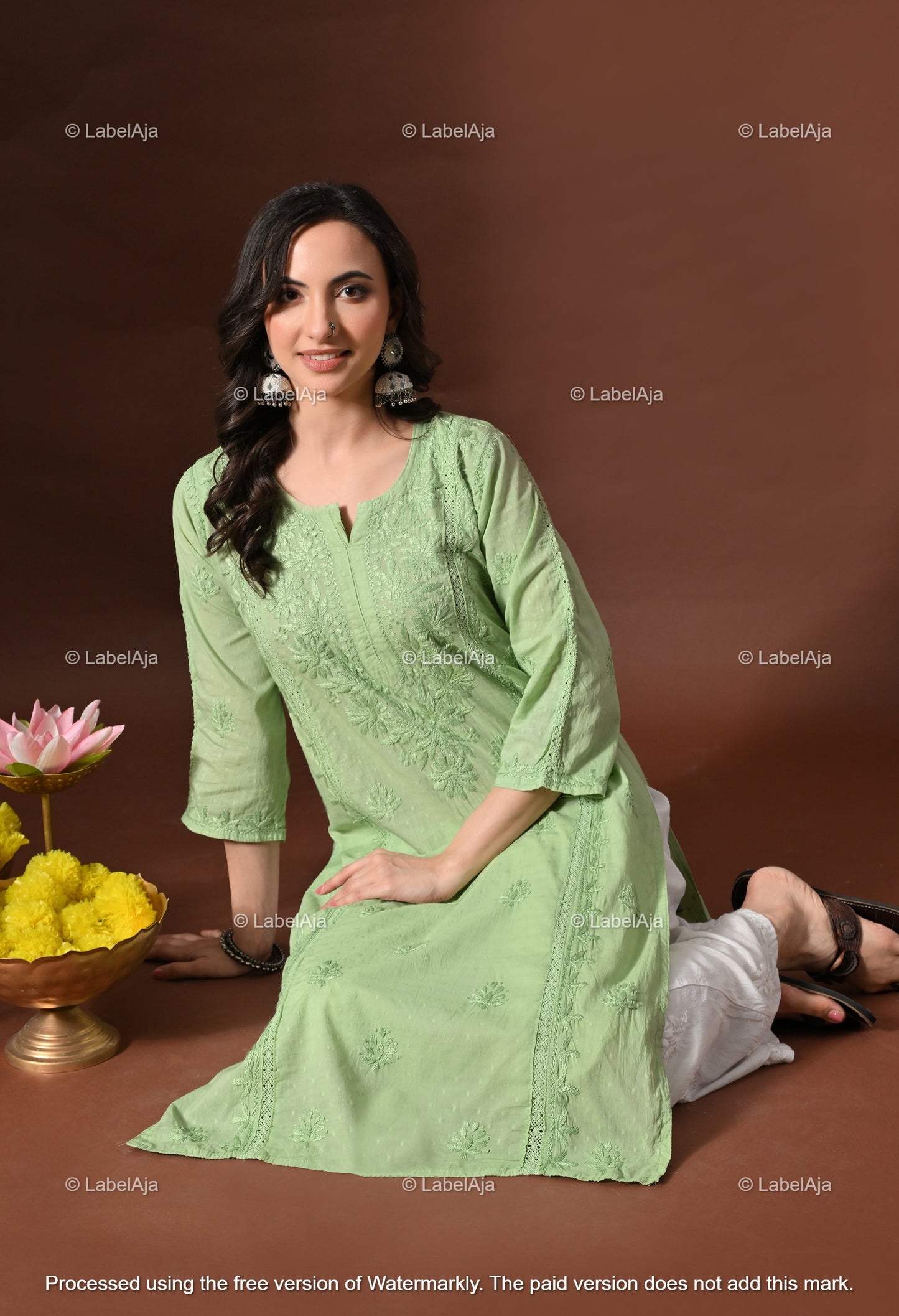 Anvi soft cotton long chikankari kurti