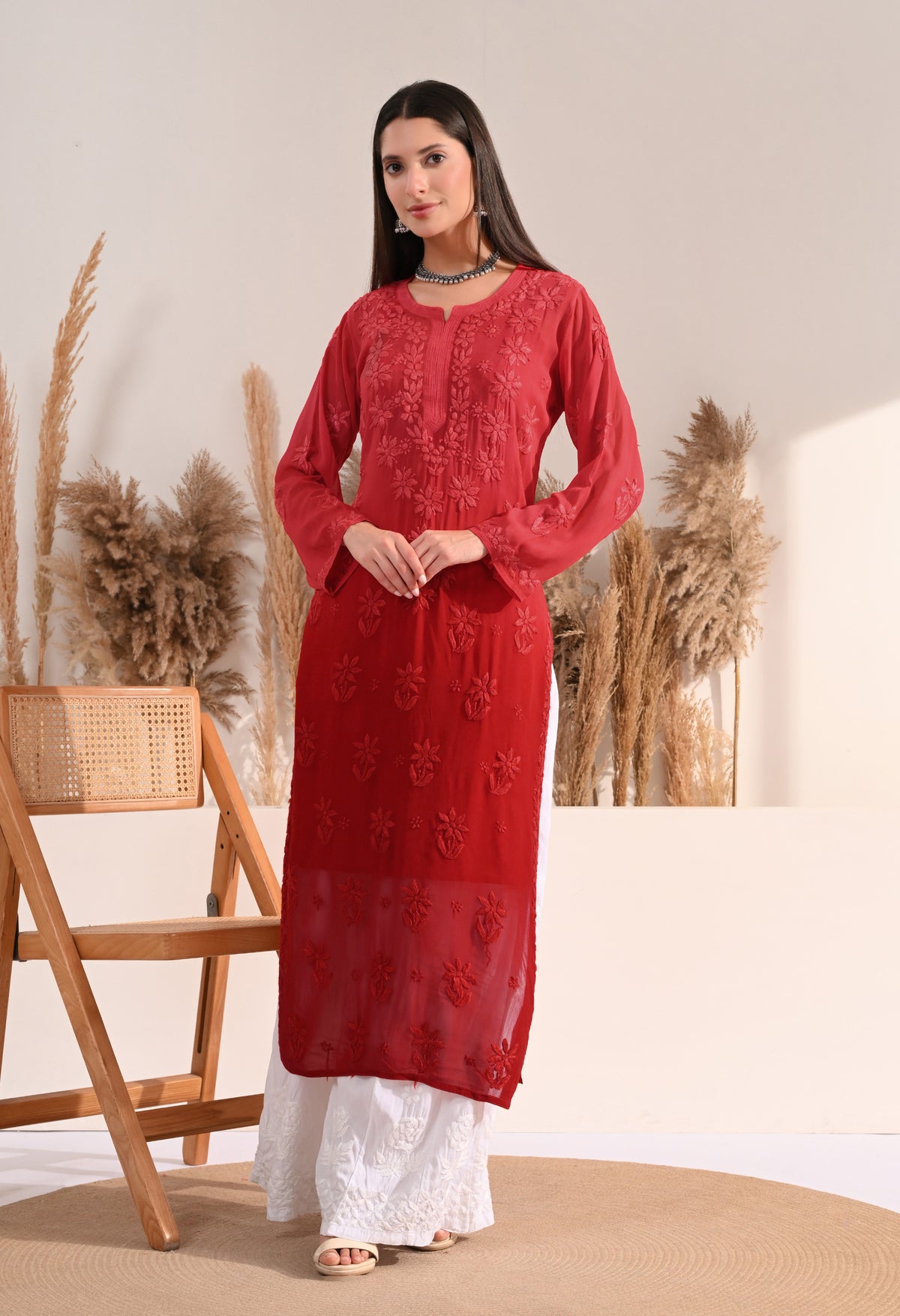 Sana viscose chikankari kurti