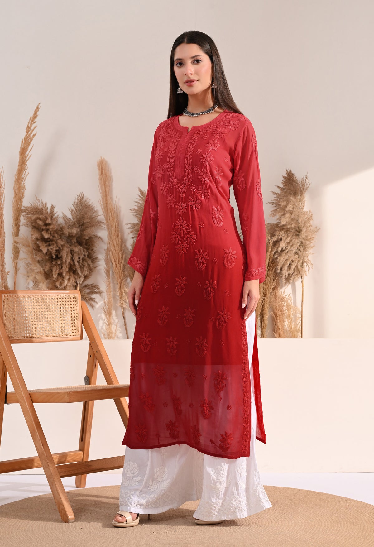 Sana viscose chikankari kurti