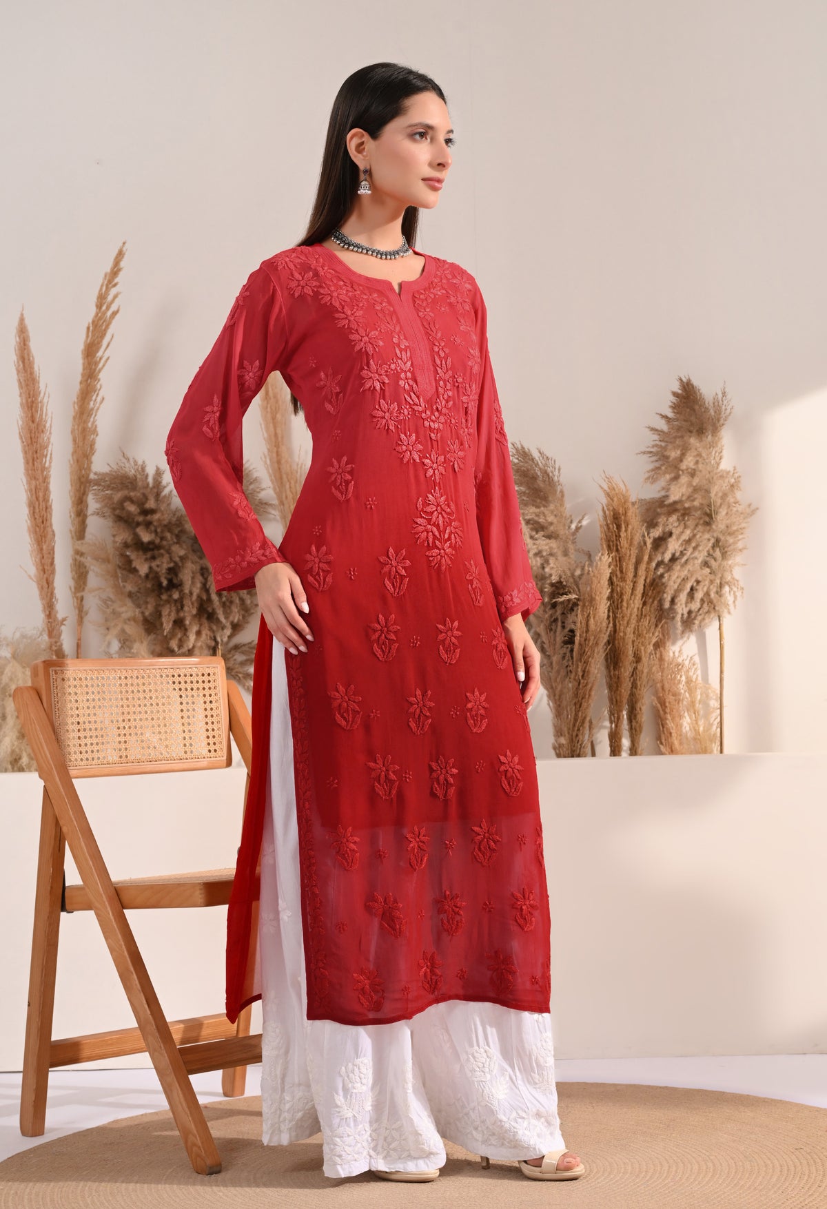 Sana viscose chikankari kurti
