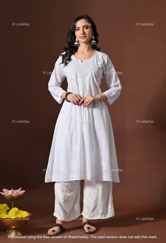 Aaira mul Cotton chikankari A-Line kurti
