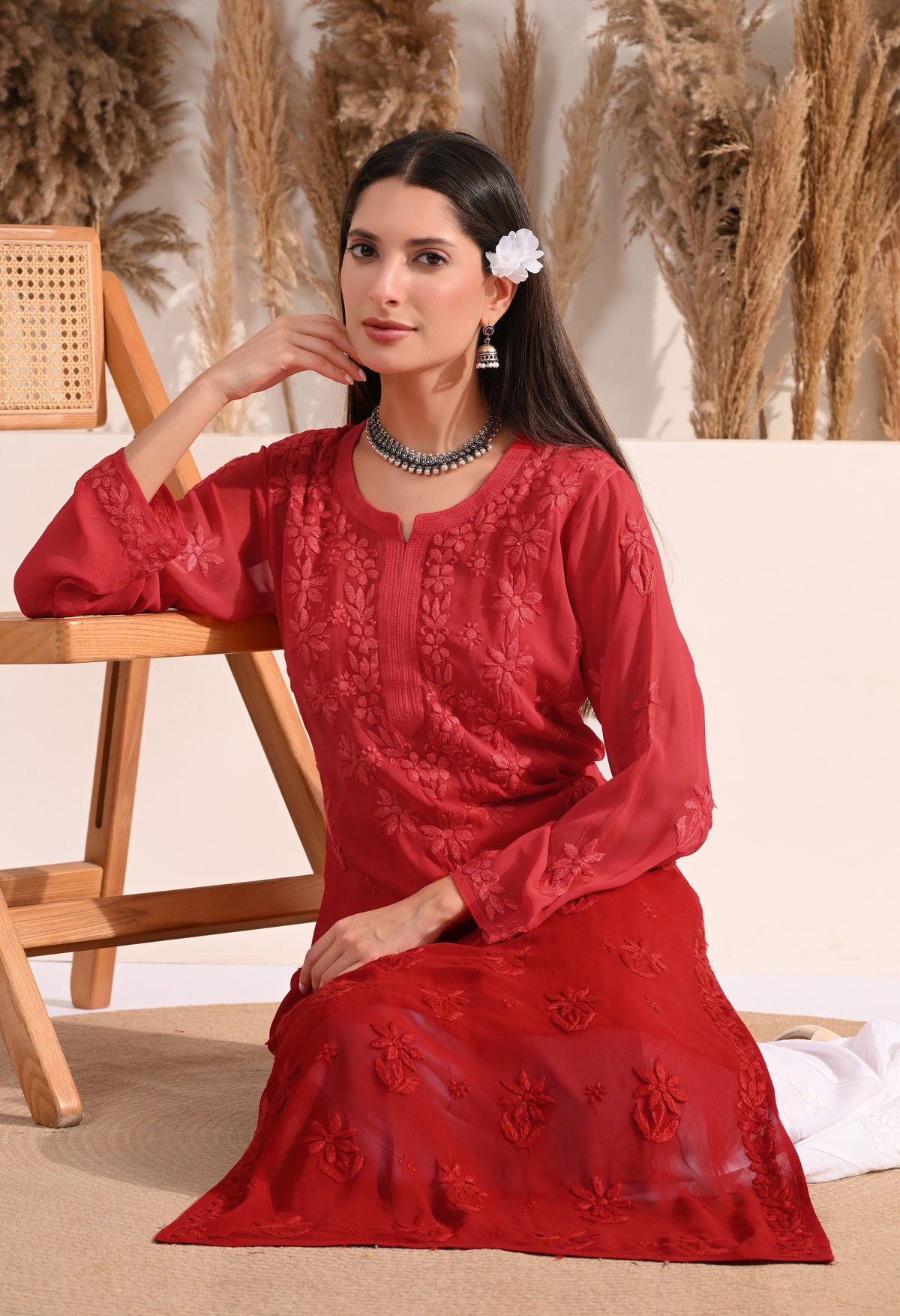 Sana viscose chikankari kurti