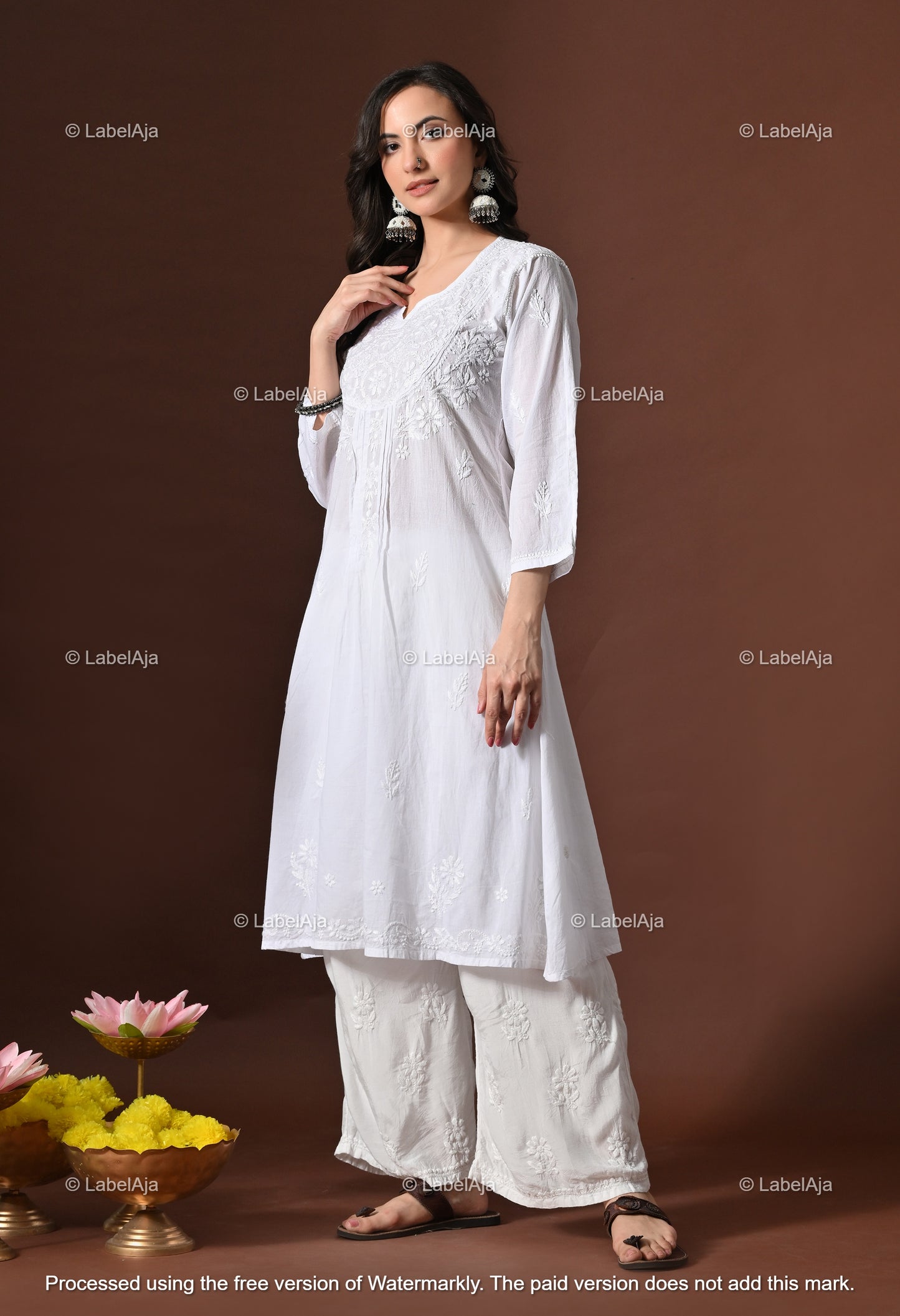 Aaira mul Cotton chikankari A-Line kurti