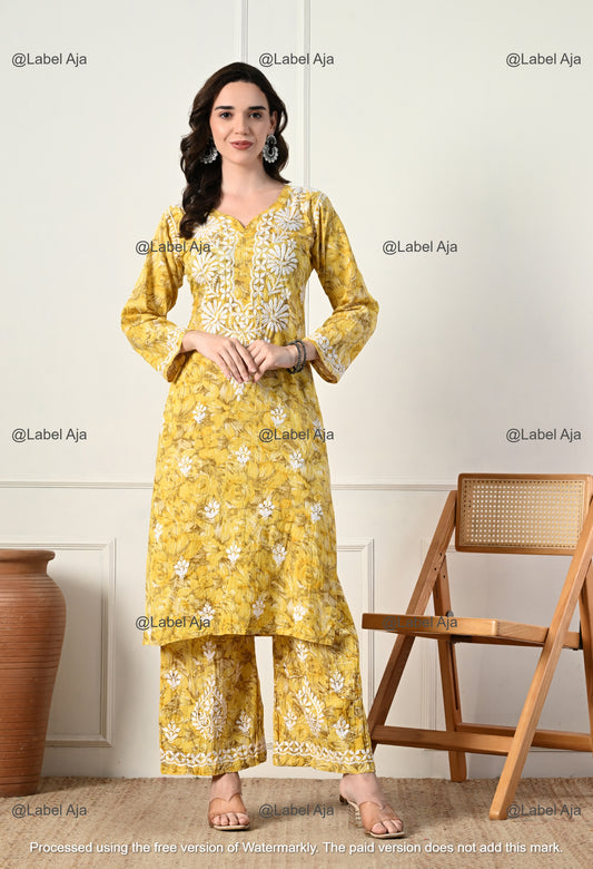 Zuri Mul cotton Kurti and Palazzo set
