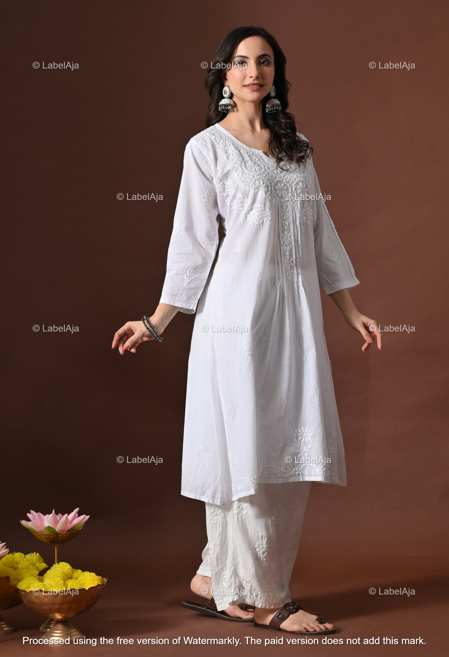 Aaira mul Cotton chikankari A-Line kurti