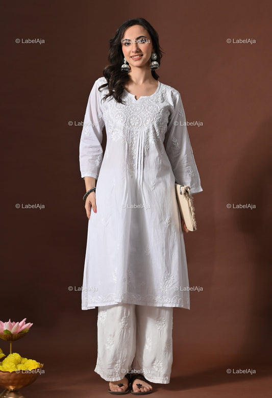 Aaira mul Cotton chikankari A-Line kurti