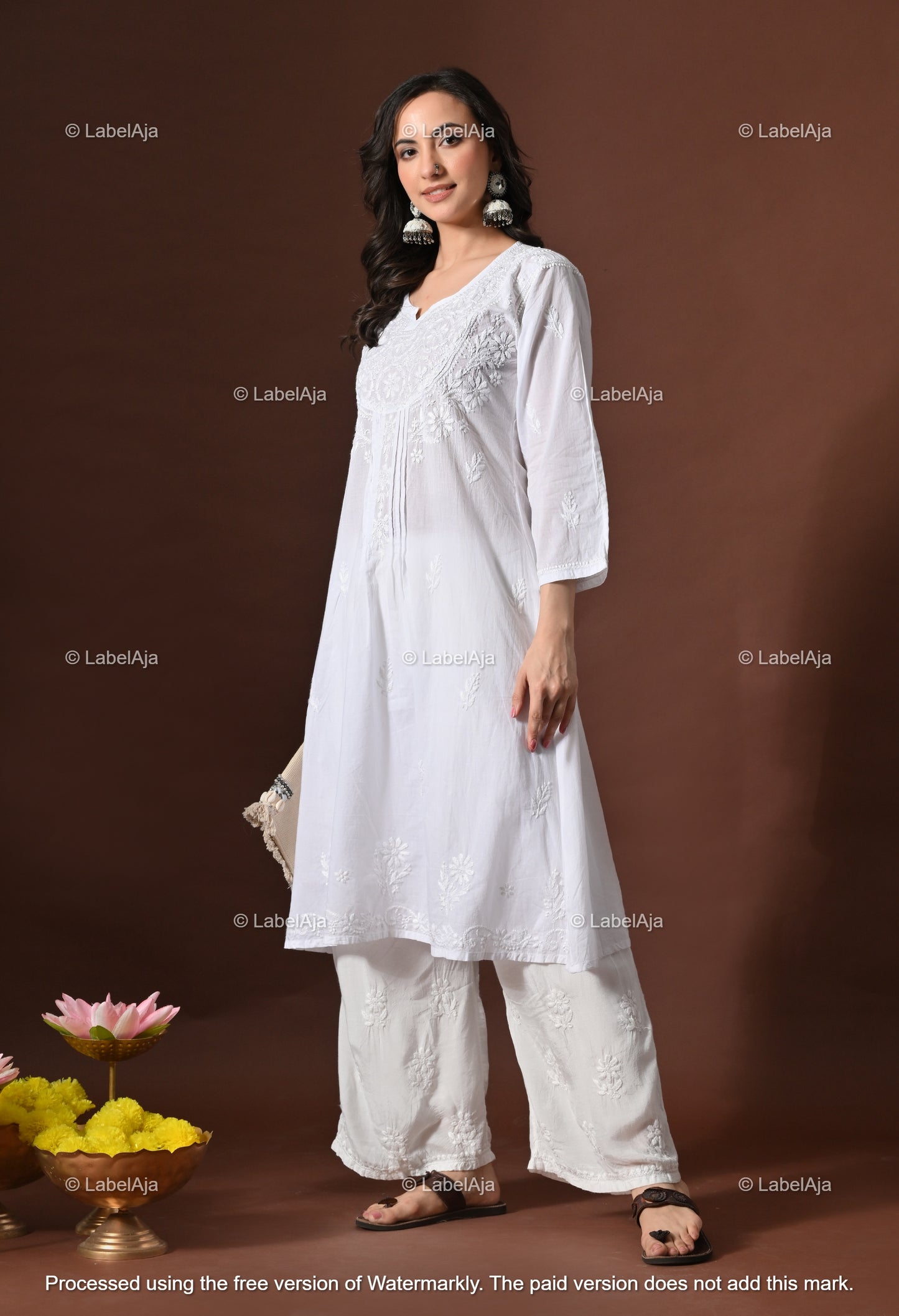 Aaira mul Cotton chikankari A-Line kurti