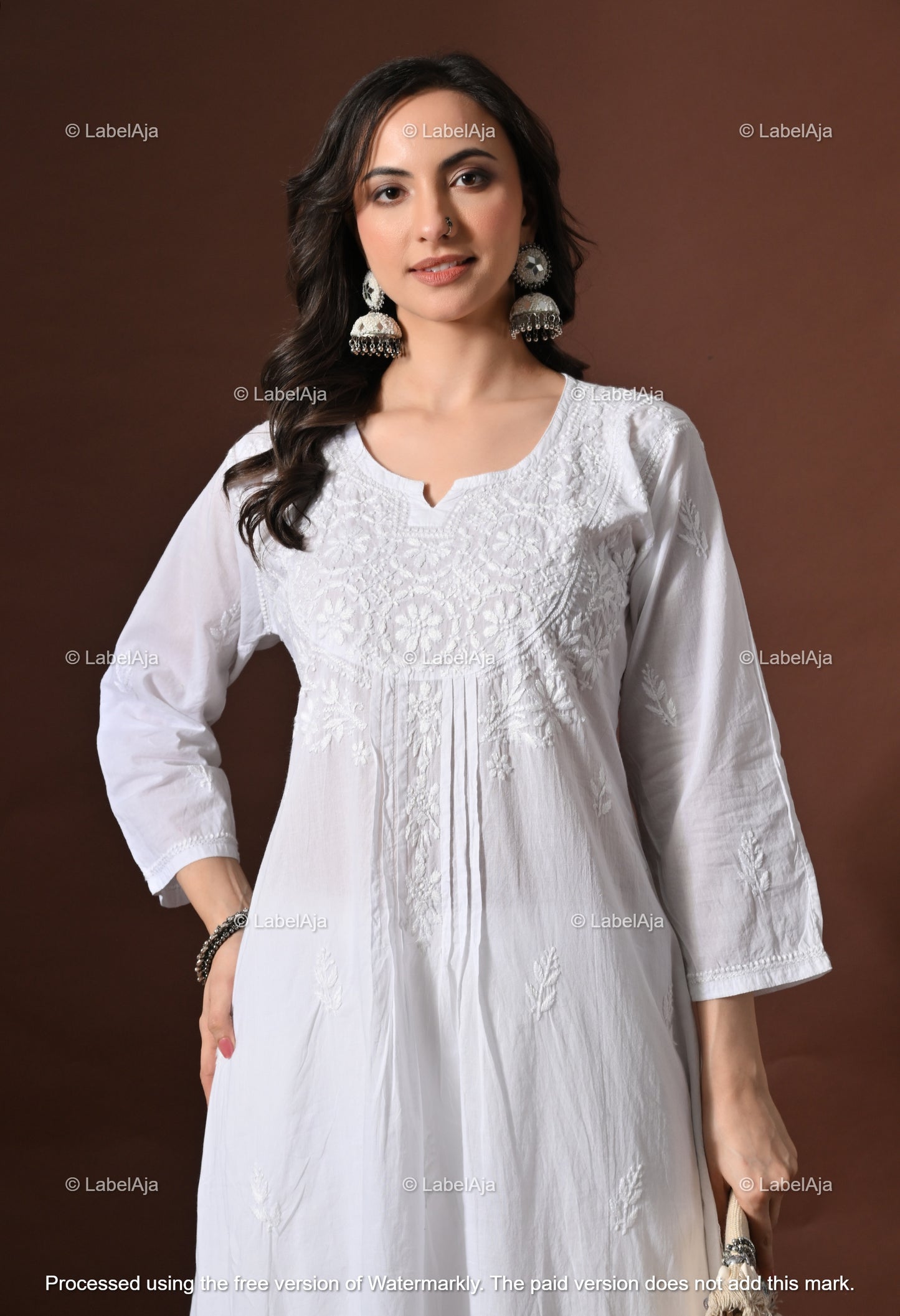 Aaira mul Cotton chikankari A-Line kurti