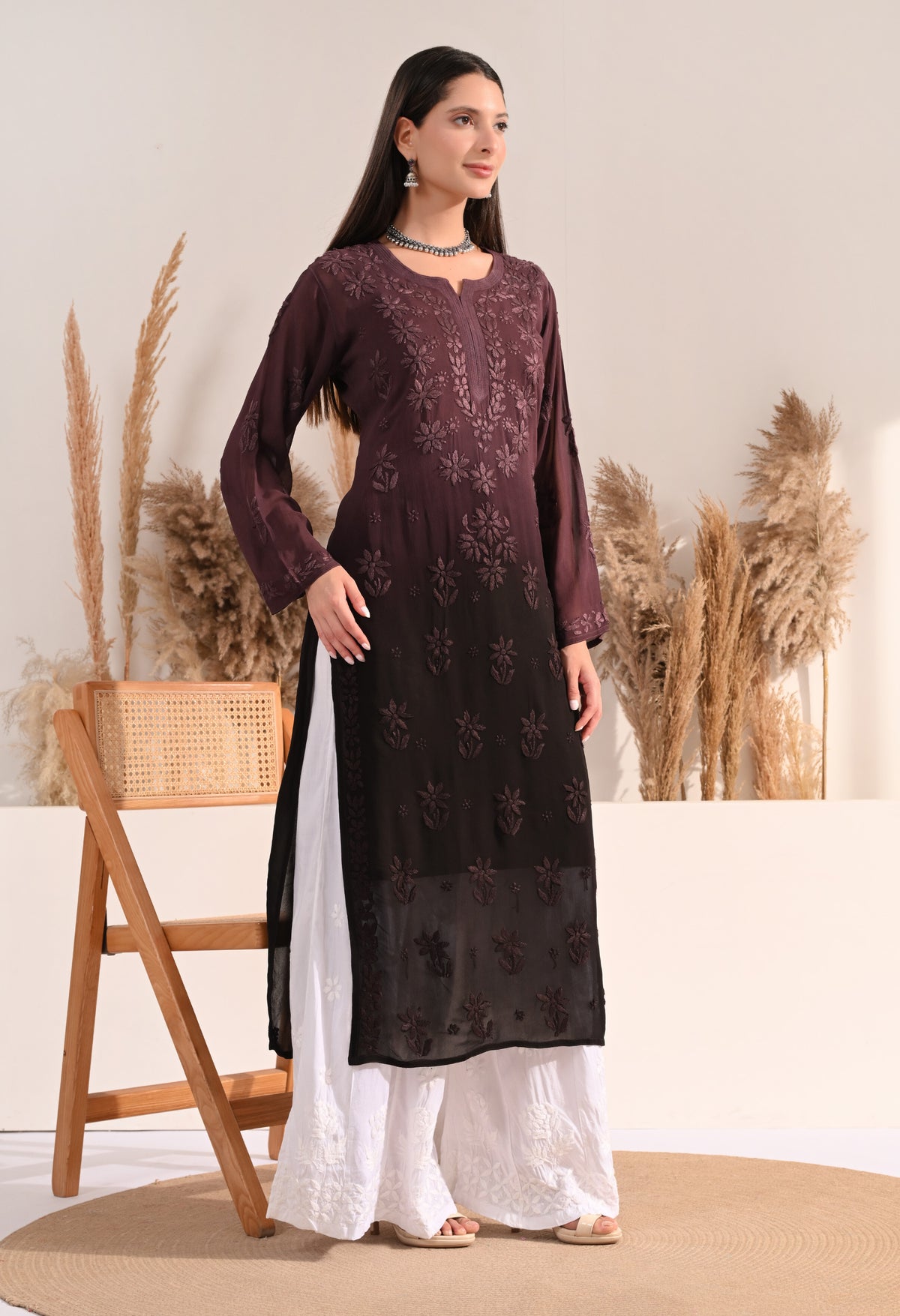 Sana viscose chikankari kurti