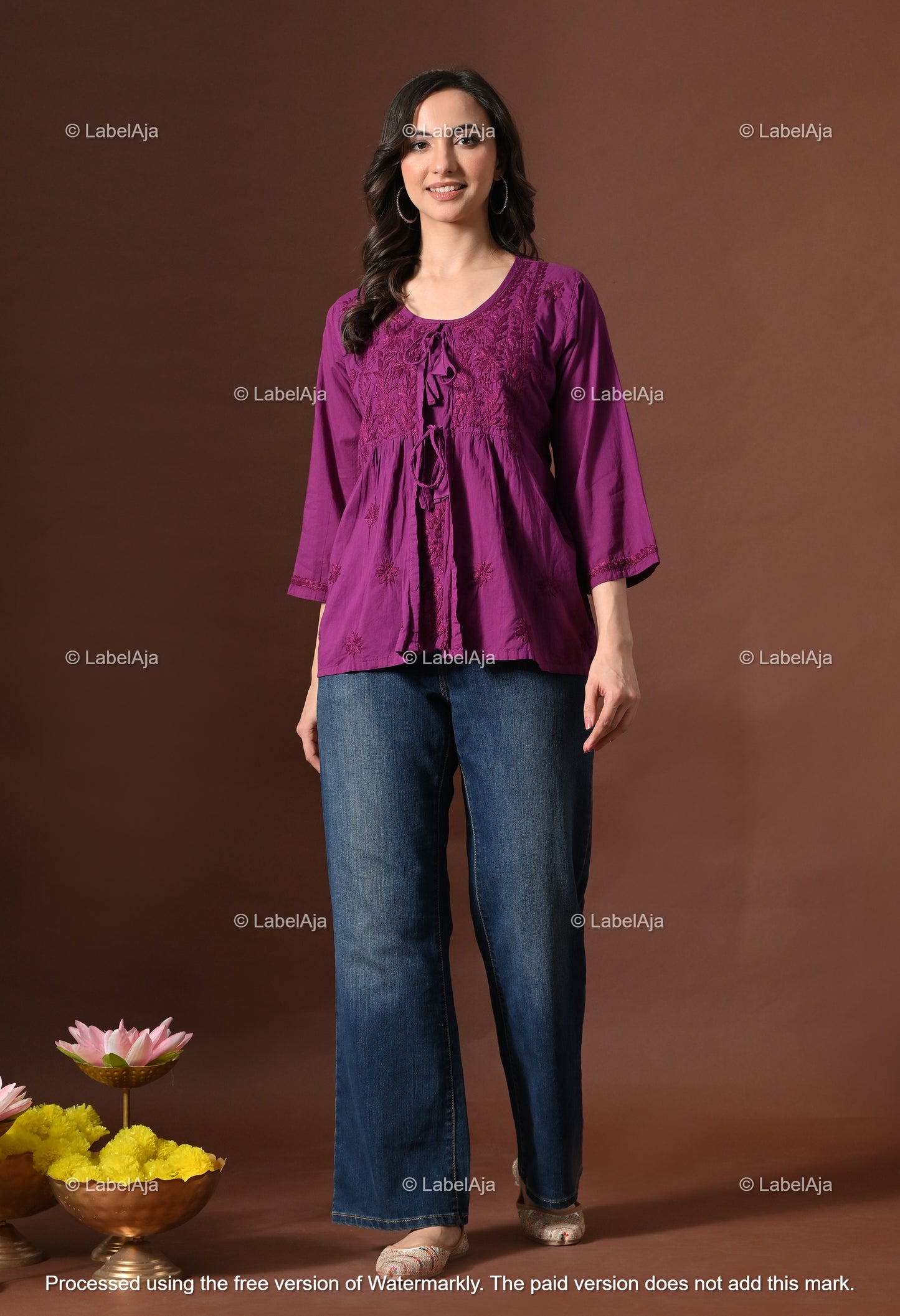 Zia Mul cotton chikankari Shrug Top