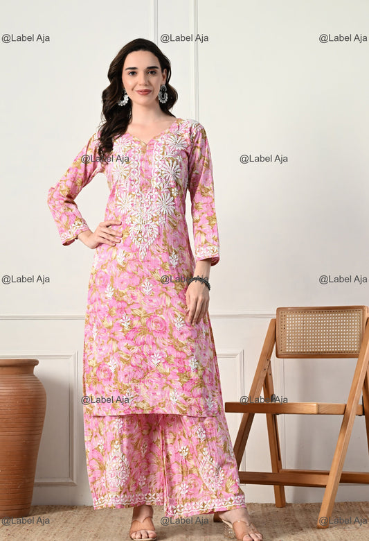 Zuri Mul cotton Kurti and Palazzo set