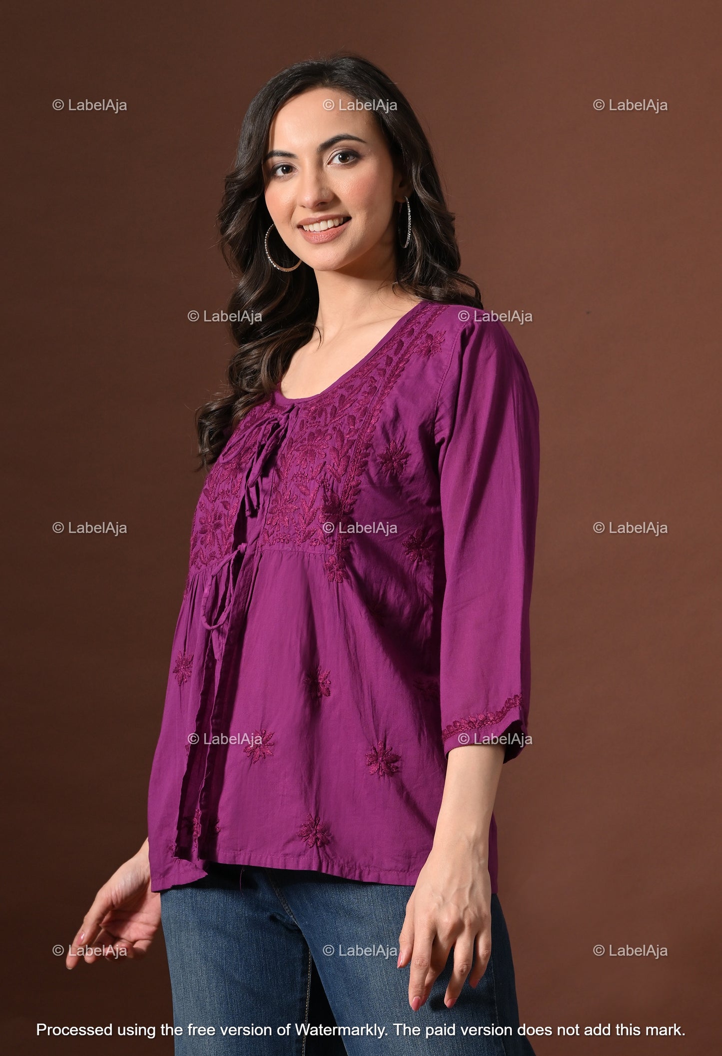 Zia Mul cotton chikankari Shrug Top